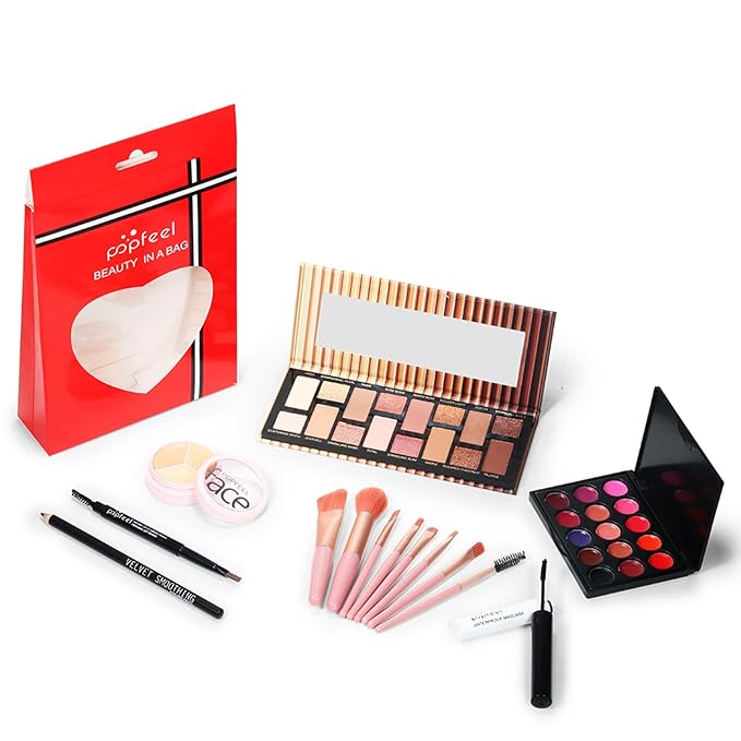 All in One Makeup Kit, Full Starter Essential Makeup Kit for Women Beginners Includes Eyeshadow Palette Lipstick Mascara Eyebrow Pencil Concealer Brush Set-VivaGrace Women