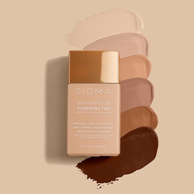 Sigma Beauty Skin Perfector – Hydrating Skin Tint Foundation for Lightweight, Buildable Coverage, With Hyaluronic Acid, Niacinamide Serum, and More (1 Fair Ivory Tint, 1.12oz)-VivaGrace Women