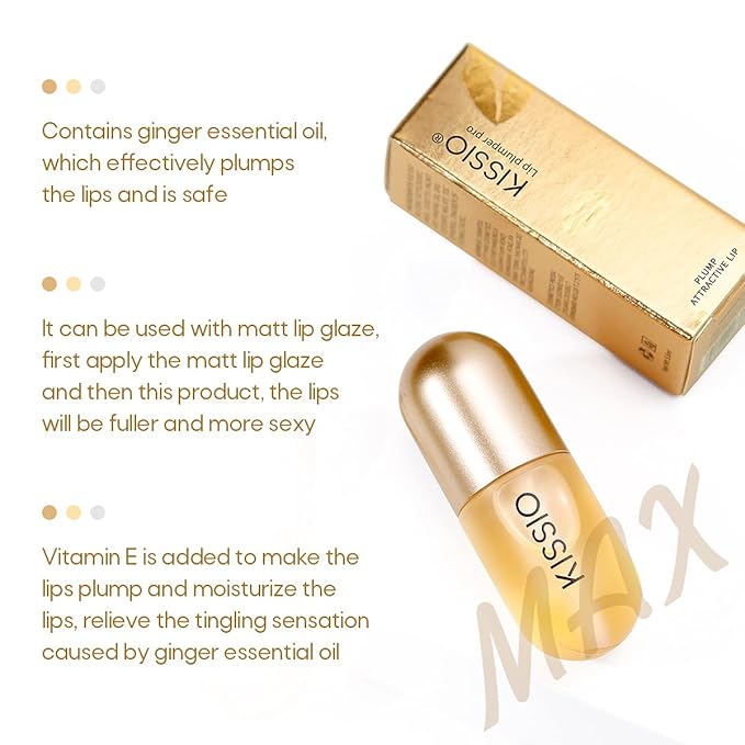 KISSIO Lip Plumper,Day Lip Plumper,Lip Enhancer,Plant Extracts Plumping Lip Serum,Lip Plumping Balm,Moisturizing Clear Lip Gloss for Fuller Lips and Hydrated Beauty Lips 5.5ml (06 Clear)-VivaGrace Women