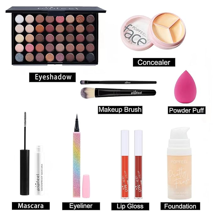 All in One Makeup Kit for Women Full Kit, Professional Makeup Gift Set, Include Eyeshadow Palette, Lip Gloss, Concealer, Foundation, Makeup Brush, Mascara-VivaGrace Women