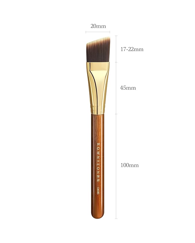 Desert Oak Series Angled Foundation Brush - 20mm Thin Contour Head for Cream/Stick Foundation, Precision Buffing & Detailing, Bubinga Handle & Brass Ferrule (CM 185)-VivaGrace Women
