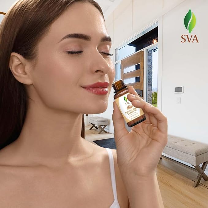 SVA Frankincense Essential Oil – 1/3 Fl Oz – 100% Natural Boswellia Carterii Oil - for Diffuser, Hair Care, Face, Skin Care, Aromatherapy, Scalp and Body Massage, Soap and Candle Making-VivaGrace Women