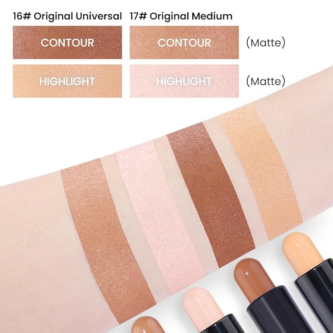 evpct 2in1 Face Shaping & Contouring Stick Cream Contour Concealer Bronzer Stick Makeup Kit for Face Highlighter Makeup Stick contorno maquillaje de maquillaje, ORIGINAL Universal + ORIGINAL Medium-VivaGrace Women