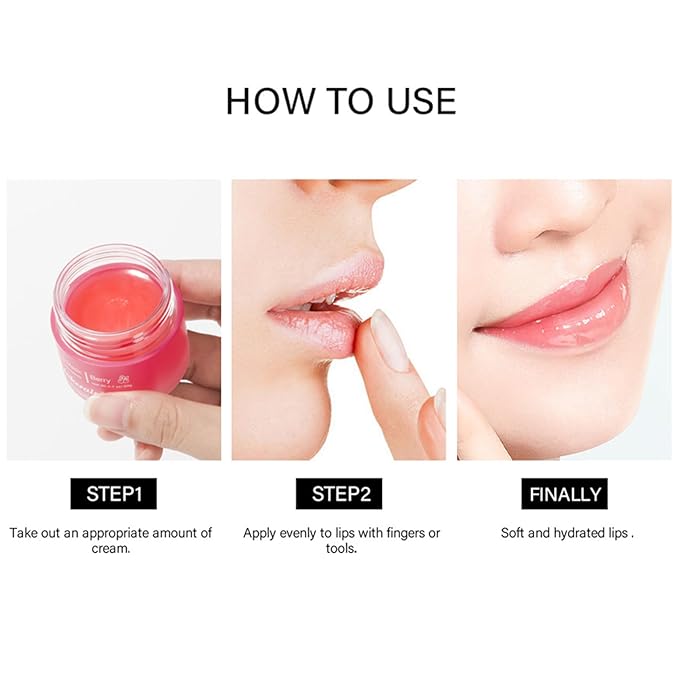 Cherry Lip Mask, Hydrating Lip Mask, Lip Treatment for Dry Cracked Lips, Avocado Coconut Sleeping Lip Mask, Lip Moisturizer Overnight, Intense Lip Repair & Care, 20G-VivaGrace Women