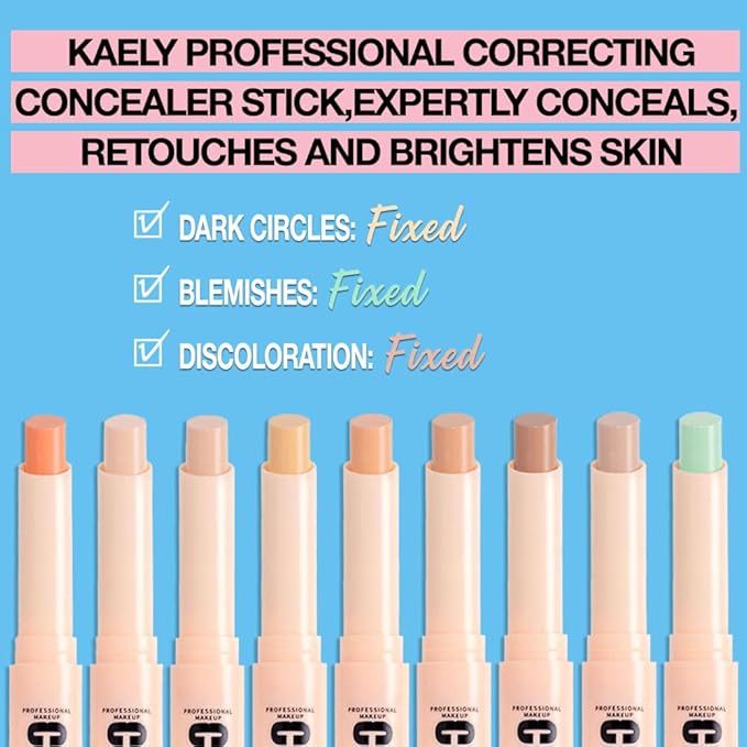 Kaely PROFESSIONAL MAKEUP Correcting Concealer Stick,Medium Coverage Concealer Crayon,under Eye Brightener Concealer for Dark Circles,corrector de ojeras,Lightweight,Vegan,08 NEUTRAL-VivaGrace Women