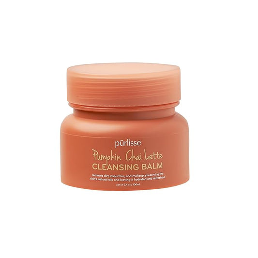 pūrlisse Pumpkin Chai Latte Cleansing Balm - Hydrating Facial Cleanser Enriched with Pumpkin, Chai & Soy Milk - Makeup Remover Balm & Gentle Face Wash for Women & Men (3.4 oz)-VivaGrace Women
