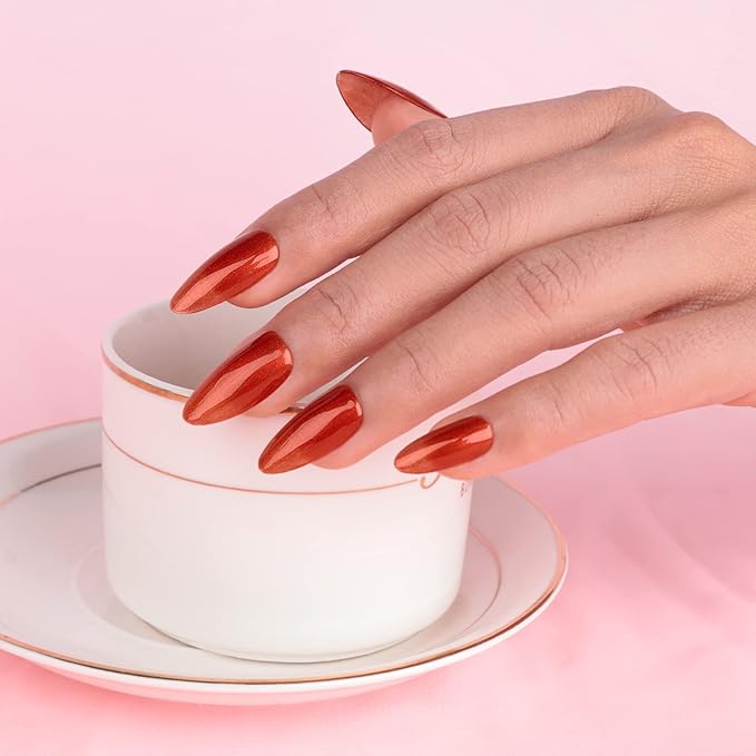 Imtiti Brown Red Gel Nail Polish, 1 Pcs 15ml Bronze Color Soak Off LED Long-Lasting Nail Gel Polish Nail Art Starter Manicure Salon DIY at Home, 0.5 Fluid Ounces