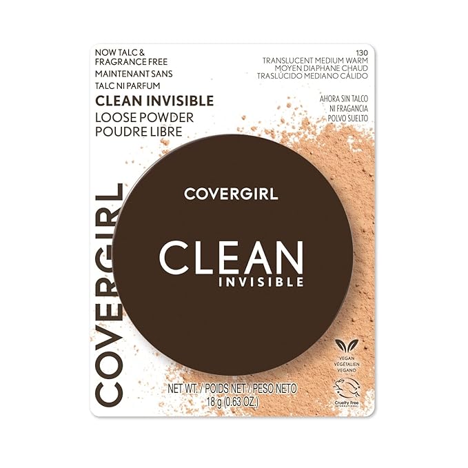 CoverGirl Clean Invisible Loose Powder Vegan Formula Translucent Deep & Medium Warm Setting Powder, 20g (0.7 oz) 2-Pack-VivaGrace Women