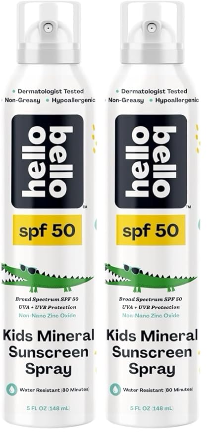 Hello Bello SPF 50 Mineral Sunscreen Spray - Hypoallergenic Broad Spectrum UVA + UVB Protection - Reef Friendly & Water Resistant - 5 oz (Pack of 2)-VivaGrace Women