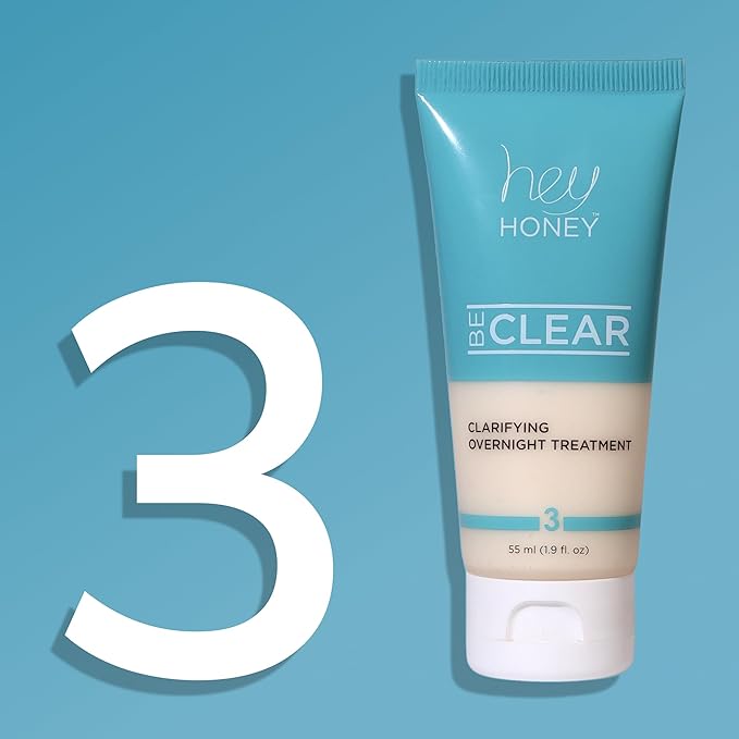 Hey Honey Skincare Be Clear 3-Step Acne Clearing Kit |Clear Face Wash, Deep Pores Cleansing, Overnight Treatment | with Propolis & Honey | Clear Blemish Skin Purifying Formulas | 3-Piece Kit-VivaGrace Women