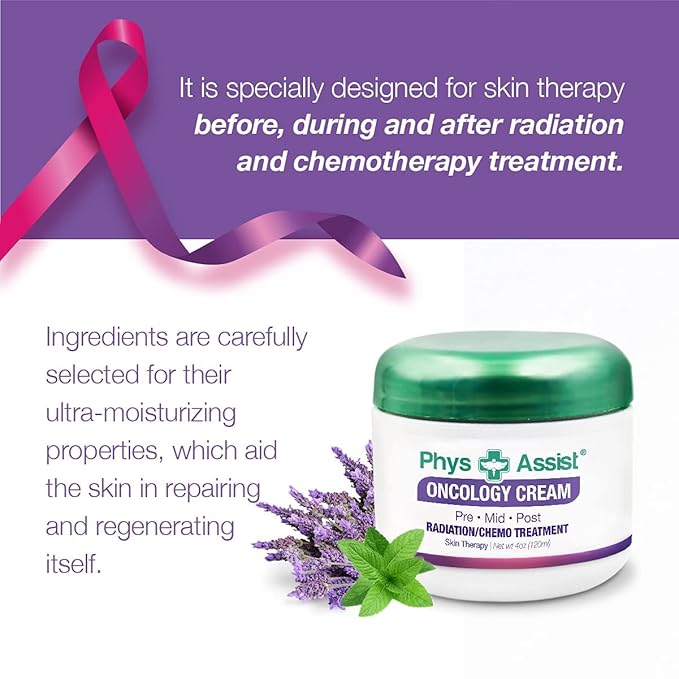 PhysAssist Oncology Cream 4 oz plus Lip Balm. Hydrates and Pampers Stressed skin. Made with a blend of natural Botanicals. Clinically Tested, Non Irritant.-VivaGrace Women