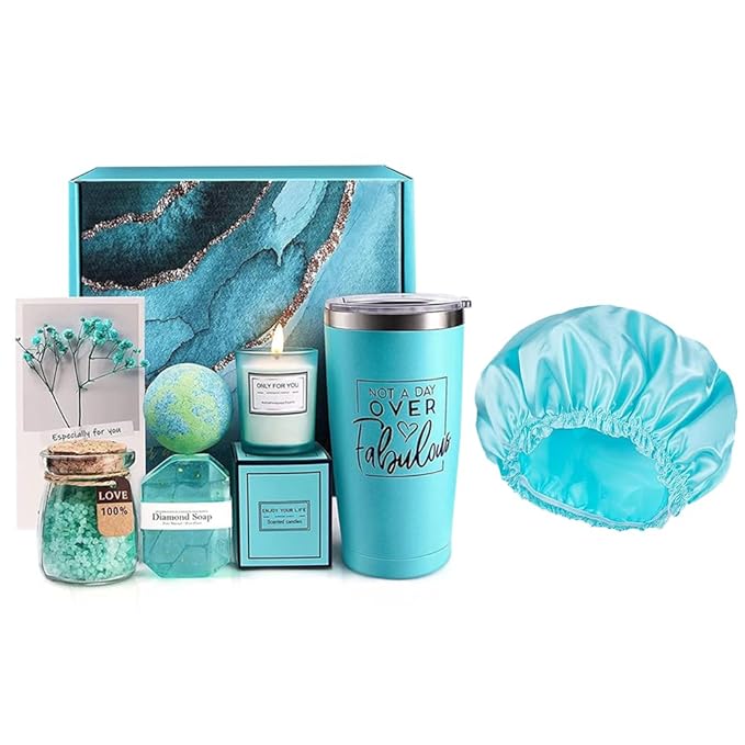 Birthday Gifts for Women,Relaxing Spa Gift Basket Set, Unique Gifts for Her,Friends,Mom,Sister,Coworker,Wife,Girlfriend, Happy Birthday Gift Ideas,Mothers Day,Christmas Gifts for Women (BLUE)-VivaGrace Women