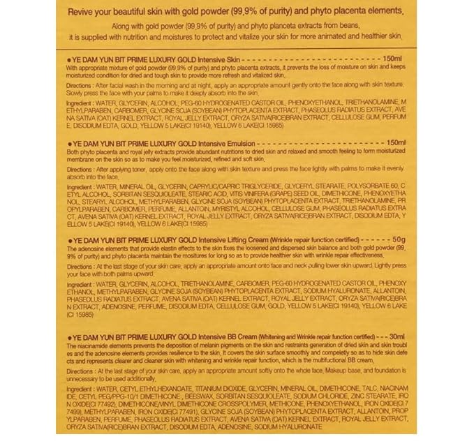 Premium Luxury Gold Women Facial Skin Care Set (4Pcs) Beauty & Personal Care, Nourishing And Moisturizing, Calming Korea Cosmetic for Yedam Yun Bit-VivaGrace Women