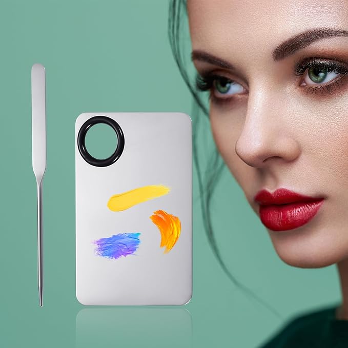 Foundation Spatula, Stainless Steel Makeup Mixing Palette with Makeup Spatula Korean Reusable Cosmetic Spatula Tool for DIY Liquid Foundation Nail Polish Contour Primer-VivaGrace Women