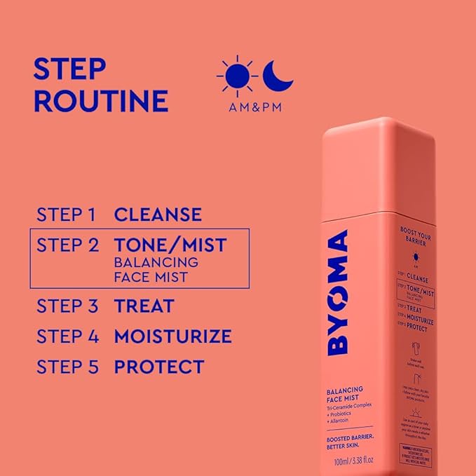 BYOMA Balancing Face Mist - pH Balanced Face Toner with Ceramides, Probiotics & Allantoin - Alcohol Free Toner Spray - Balance, Soothe & Refresh Throughout The Day - 3.38 fl. oz-VivaGrace Women