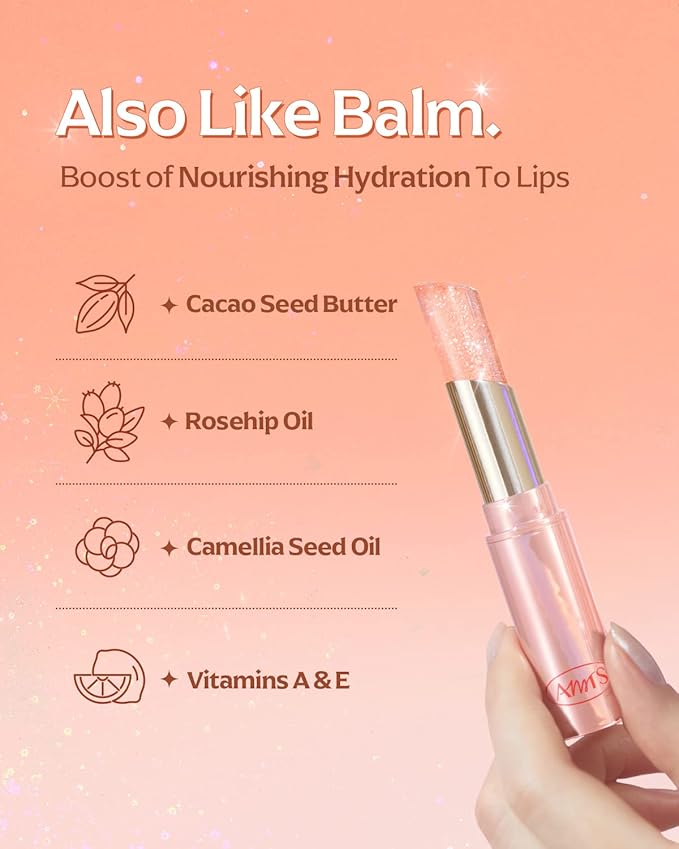 AMTS Tinted Lip Balm - Crystal Lights | Hydrating Glitter Lipstick | Pearl Shimmering Daily Lip Makeup for dry, cracked, chapped lips | korean beauty Moisture Lip Tint-VivaGrace Women