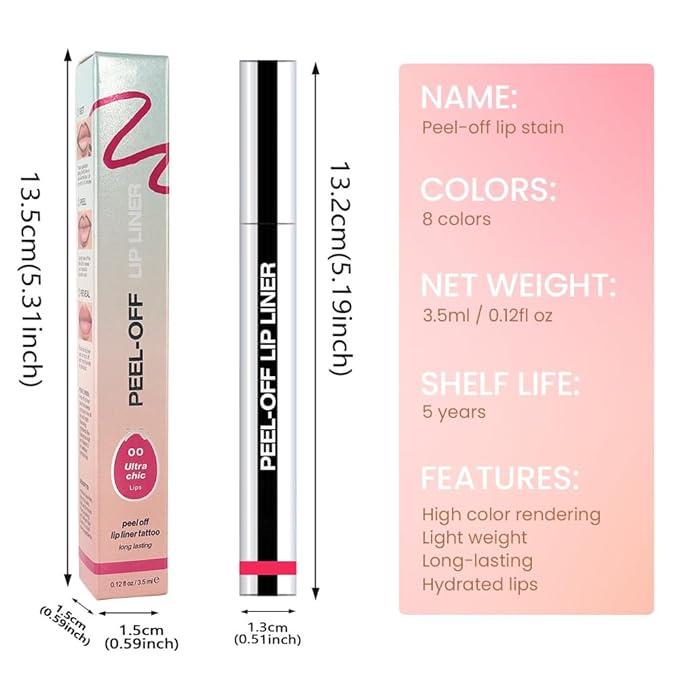 Matte Liquid Lip Stain Peel Off Lip liner Tattoo, Delicate Pink Matte Peel Off Lip Stain, Long Lasting Waterproof Lipstick Lip Gloss Stain, Transfer-proof for All Skin Types 0.12 fl oz 00#-VivaGrace Women