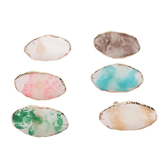 Nail Art Palette, 6pcs Wearable Soft Resin Nail Art Palette Ring, Resin Nail Art Palette Compatiable for Make-Up Beginners and Make-Up Schools-VivaGrace Women
