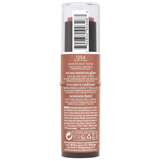 BURTS BEES Peach Pond All Aglow Lip & Cheek Stick, 0.32 OZ-VivaGrace Women