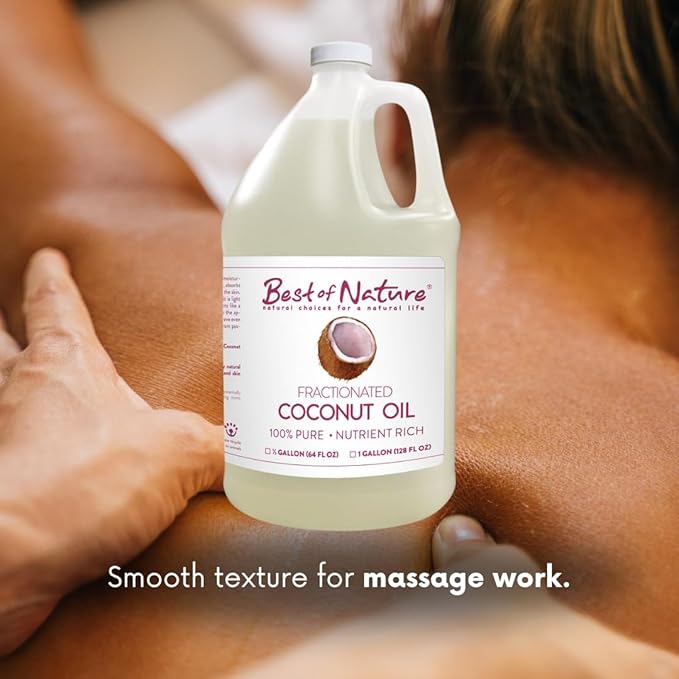 Best of Nature 100% Pure Fractionated Coconut Oil - Liquid MCT Massage & Body Oil, Unscented Moisturizer for Hair, Skin, Face, Aromatherapy Carrier for Essential Oils, 5 Gallon Pail (640 fl oz)-VivaGrace Women