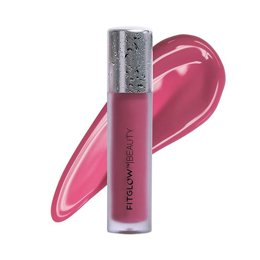 FITGLOW Beauty Lip Colour Serum | Hydrating Lip Gloss | Plumping Anti-Aging Lip Treatment | Natural Shine with Pomegranate Sterols & Collagen | Buildable Color for Dry Chapped Lips | Dahlia - 10g-VivaGrace Women