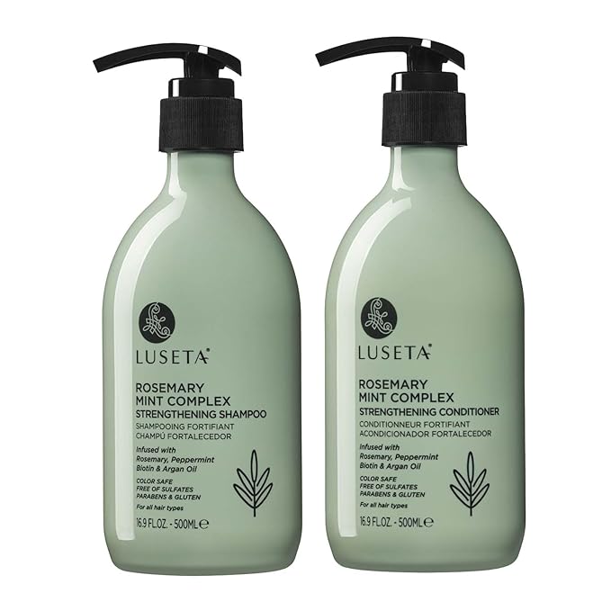 Luseta Rosemary Mint Strengthening Shampoo and Conditioner Provide Nourishment & Smoothness for Thin Hair,Reduce Frizz and Add Shine for All Hair Types 16.9oz×2-VivaGrace Women
