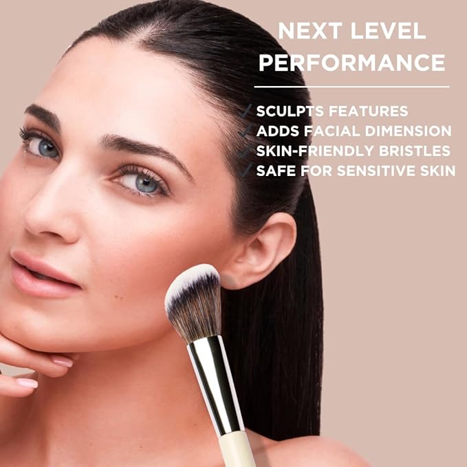 HALEYS Contour Brush VEGAN + CRUELTY-FREE, Angled & Tapered with Fluffy Bristles, Ideal for powder, cream, liquid, Use with blush, contour, bronzer, Sustainable Wood-VivaGrace Women
