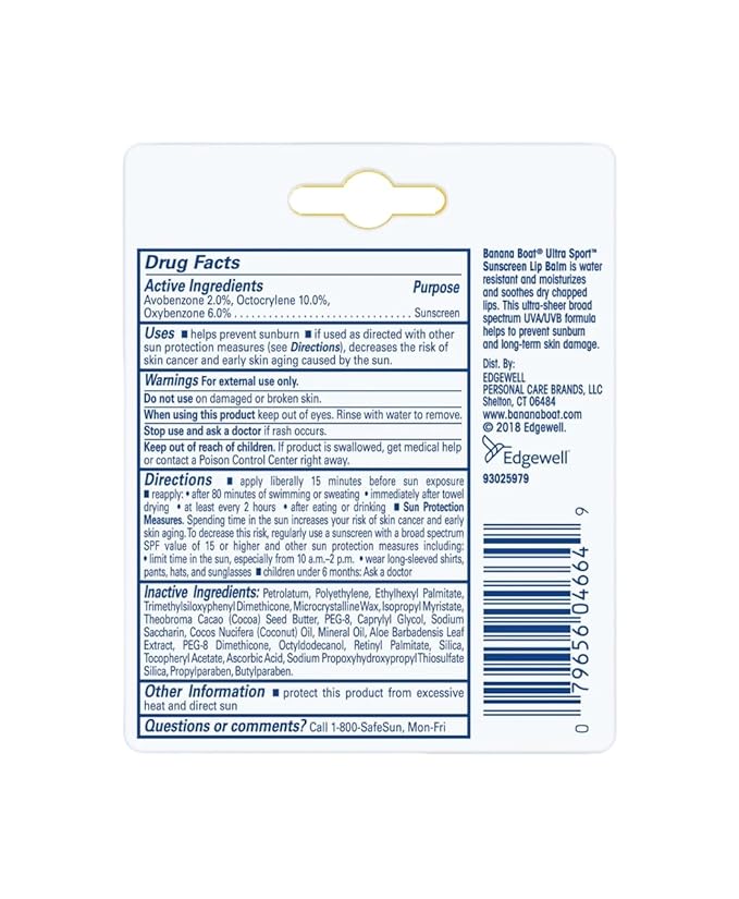 Banana Boat Sport Performance Sunscreen Lip Balm SPF 50 0.15 oz (Pack of 4)-VivaGrace Women