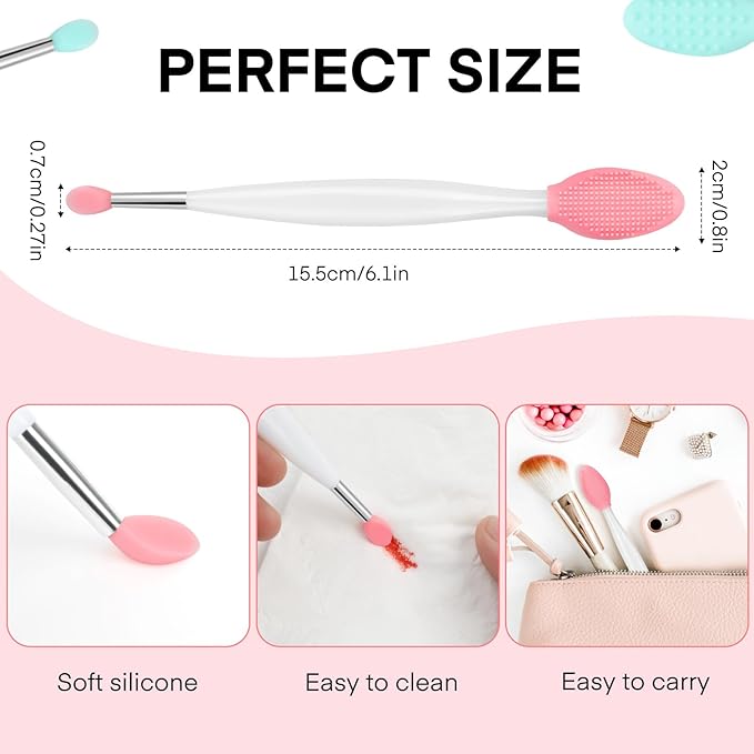 Unaone Lip Scrub Brush - 2 PCS Dual-ended Lip Scrubber Exfoliator and Silicone Lip Brush, 3-in-1 Silicone Lip Scrub Tool Lip Mask Applicator, Gentle Exfoliator & Applicator for Soft-VivaGrace Women