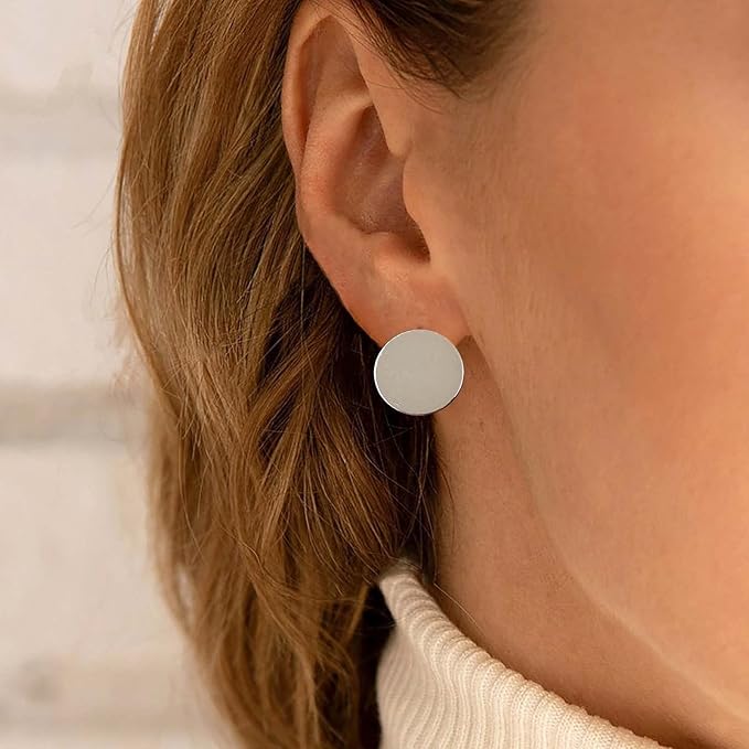 Boho Large Disc Coin Earrings Gold Coin Stud Earrings Geometric Circle Earrings Minimalist Round Circle Disc Earrings Jewelry for Women and Girls-VivaGrace Women