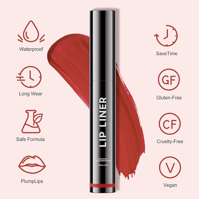 Lip Stain Peel Off - Lip Liner Waterproof, Lip Liner Stain Transfer Proof & Plumping, Moisturizing Non-Stick Cup Matte Finish Stay On All Day, Rose Color-VivaGrace Women