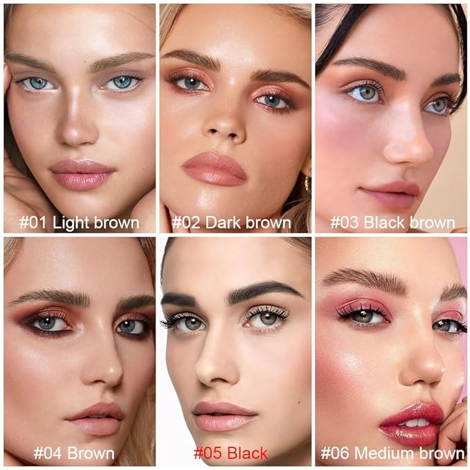 evpct 2Pcs Black Magic Microblading Dual-Ended Eyebrow Contouring Pen Brow Pencil, with 4 Brush Micro-Fork-Tips Applicator and Precise Brush-Tip, Hair Like Strokes, with Dual-ended Eyebrow Brush-VivaGrace Women