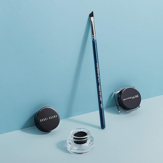Eyeliner Brush Fine Angled - PRO Precision Gel Eye Liner Makeup Brush -Ultra Thin Slanted Flat Angle - Premium Cruelty Free Synthetic Bristles (E835 Blue)-VivaGrace Women