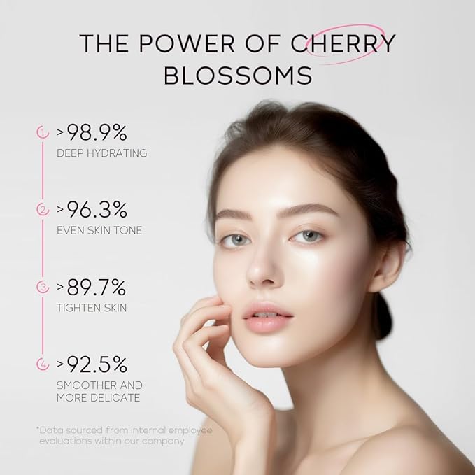 Greyghost Skin Care Set for Teenage Girls Women, 5 Pcs Cherry Blossom Skincare Set - Cleanser, Toner, Serum, Eye cream, Cream, Gentle Skin Cleaning & Care Gift Set, Travel Size Skin Care Set-VivaGrace Women