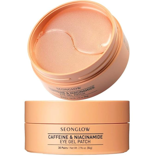 Caffeine Under Eye Patches: 30 Pairs Korean Hydrogel Eye Masks for Dark Circles Puffiness Relief with Niacinamide Hyaluronic Acid - Undereye Brightening Hydrating Anti-Wrinkle Treatment-VivaGrace Women