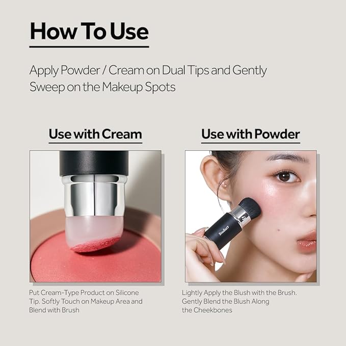 Dual Ended Silicone Tip Blush Brush | Korean Olive Young Makeup Tool for Contouring & Blush Application | Skin-Friendly Non-Irritating Professional Face Makeup Brush-VivaGrace Women