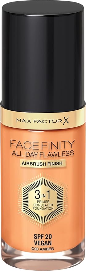 Max Factor Facefinity 3-in-1 All Day Flawless Liquid Foundation, SPF 20-90 Amber, 30 ml-VivaGrace Women