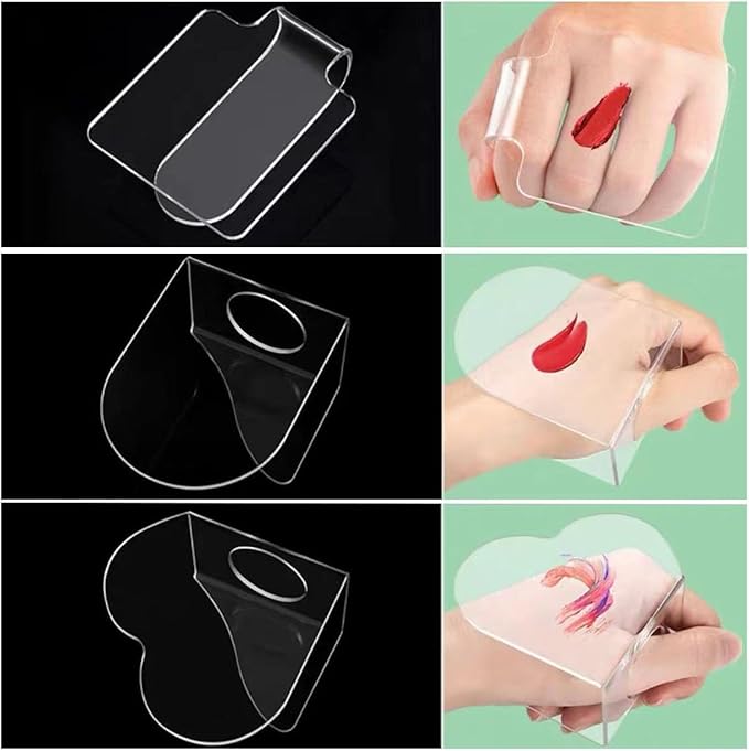 6 Pack Makeup Hand Acrylic Mixing Palette Mixing Tray with Spatulas for Mixing Foundation 3 Styles-VivaGrace Women