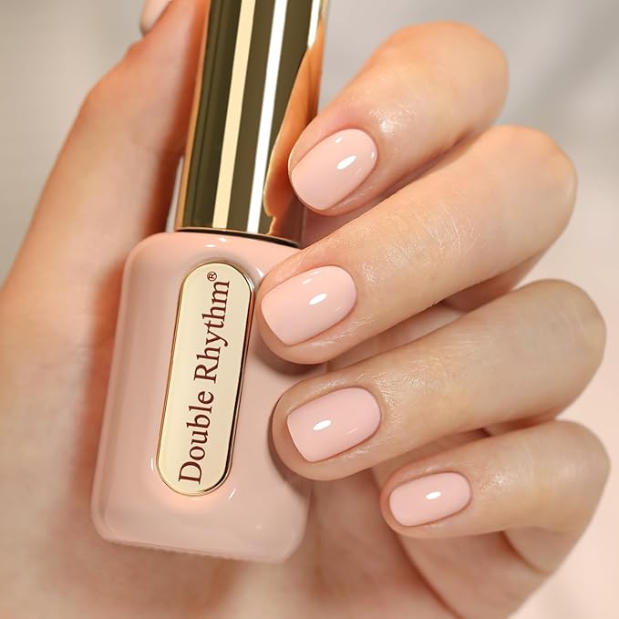 Double Rhythm 0.50 OZ Gel Polish Hema Free Same Color Same Bottle Golden Round Translucent Neutral Natural Milky 15 ML Jelly UV Polish Art DIY at Home (Nude Beige-C1537)