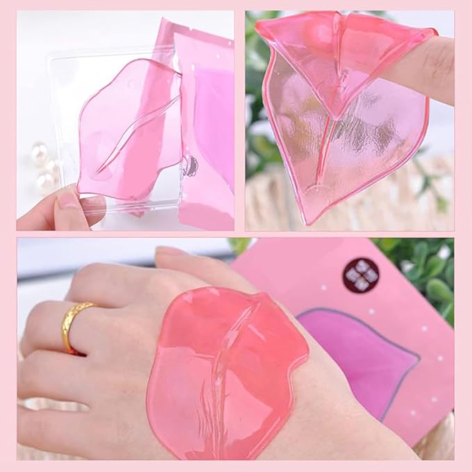Eakroo 30 Pairs Collagen Crystal Pink Lip Masks, Collagen Lip Pads for Dry and Cracked Lips, Moisturizing Lip Care Gel Pads Remove Dead Skin, Minizes Lip Fine Lines, Lighten Lips, Plump Your Lips-VivaGrace Women
