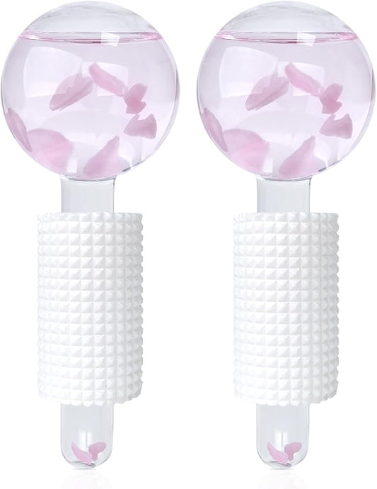 Ice Globes & Ice Roller for Face and Eyes - Facial Massage Tools for Skin Care, Reduce Wrinkles & Puffiness, Cooling Globes & Roller Ball for Glowing Skin 2PCS (Pink)-VivaGrace Women