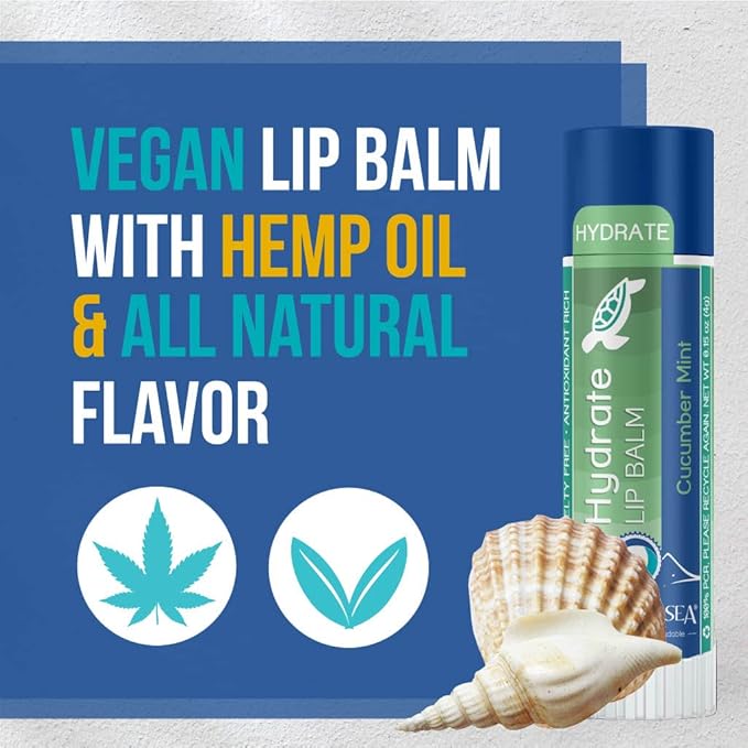 STREAM 2 SEA Cucumber Mint Lip Balm Set, Reef Safe SPF 30 and Hydrate Organic Lip Balms, Moisturizing Indoor + Sun Protect Outdoor Lip Balm For Beach and Sports, Paraben Free, Cruelty Free Lip Care-VivaGrace Women