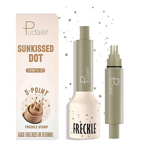 Freckle Stamp Pen, Fake Freckles Stain Marker,5-Dot Faux Liquid Freckle Stamp Cushion for Natural and Lifelike Sunkissed Makeup,Quick Dry Long-Lasting Face Freckle Pencil Tool,02#Wasabi Soda-VivaGrace Women