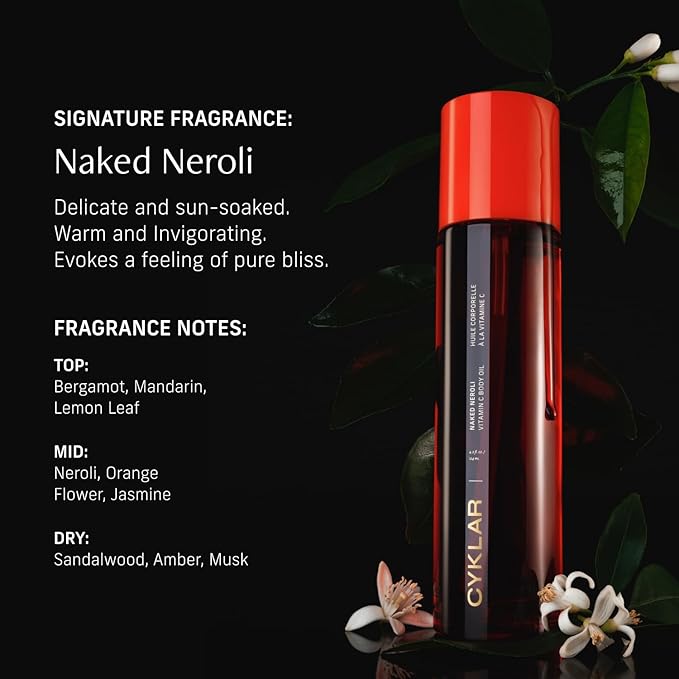 Vitamin C Body Oil for Women and Men. Moisturizing Naked Neroli Scented Body Serum for Glowing Skin. Nourishing, Hydrating After-Shower and Bath Skin Care Moisturizer, 4.2 Fl Oz-VivaGrace Women