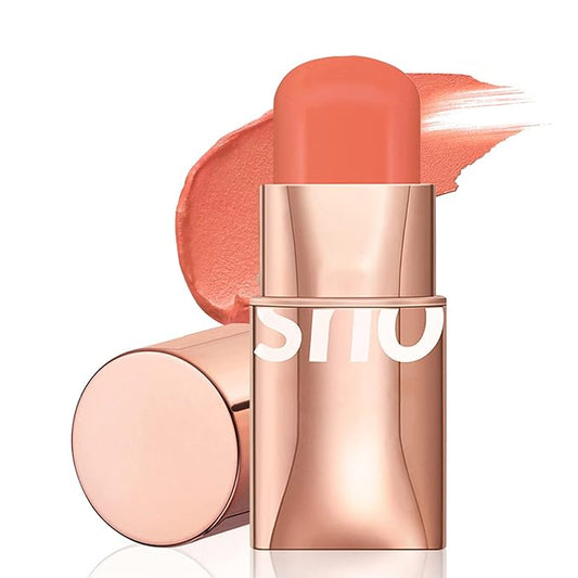 Cream Blush Stick for Cheeks Makeup, Waterproof Face Blush Stick Multi-Use Lip and Cheek Tint, Matte Finish Easy to Blend Lightweight Natural Cream Blusher Makeup for All Skin Tones-Orange-VivaGrace Women