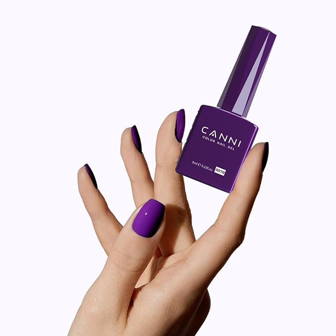 CANNI Purple Gel Nail Polish, Dark Purple Neon Color, High Gloss Soak Off UV Gel Nail Polish for French Nail Manicure Salon DIY