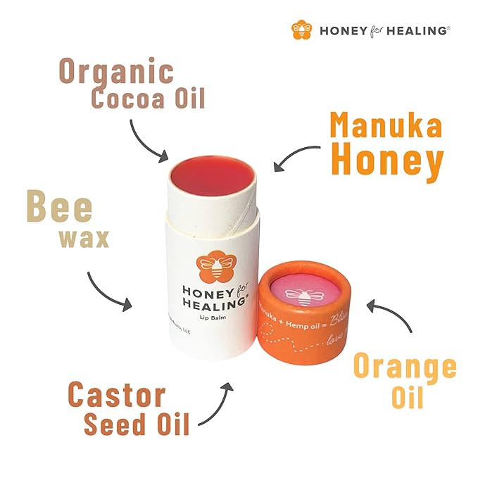 Lip Balm Moisturizer with Manuka Honey 15+ UMF, Coconut Oil, and Castor Oil For Chapped, Cracked, Dry Lips | Protects, Smoothes, and Nourishes your Lips | 0.25 oz / 7 gr. (Soft Rose)-VivaGrace Women