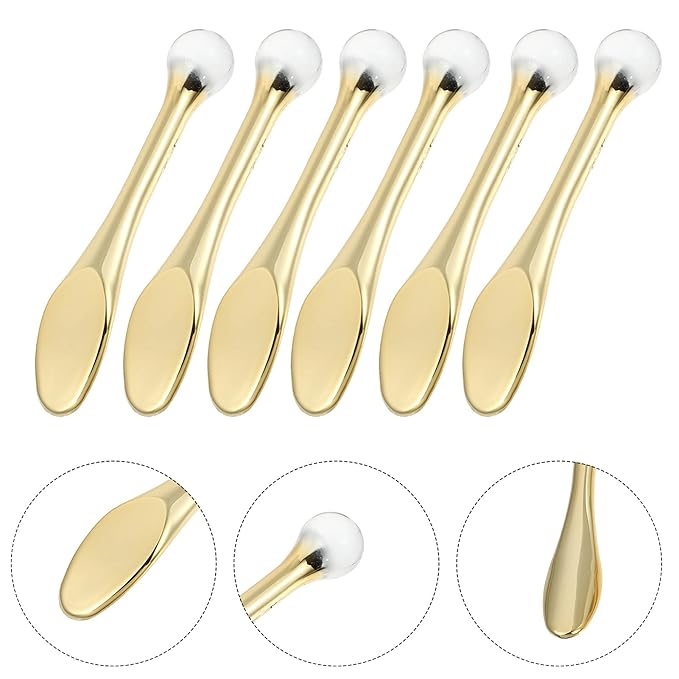 EXCEART 6pcs Metal Makeup Spatula Mini Spoon Eye Cream Massage Sticks Beauty Scoop for Facial Cosmetic Face Cream-VivaGrace Women
