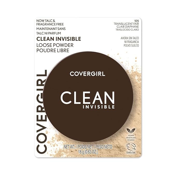 COVERGIRL Clean Invisible Loose Powder - Loose Powder, Setting Powder, Vegan Formula - Translucent Fair, 20g (0.7 oz) (Pack of 2)-VivaGrace Women