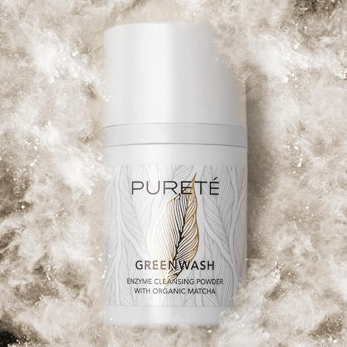 Pureté Greenwash Enzyme Powder Face Wash – Organic Exfoliating Cleanser with Matcha & Papain | Gentle, Non-Abrasive Powder Wash | Made in Japan | 1.4 oz